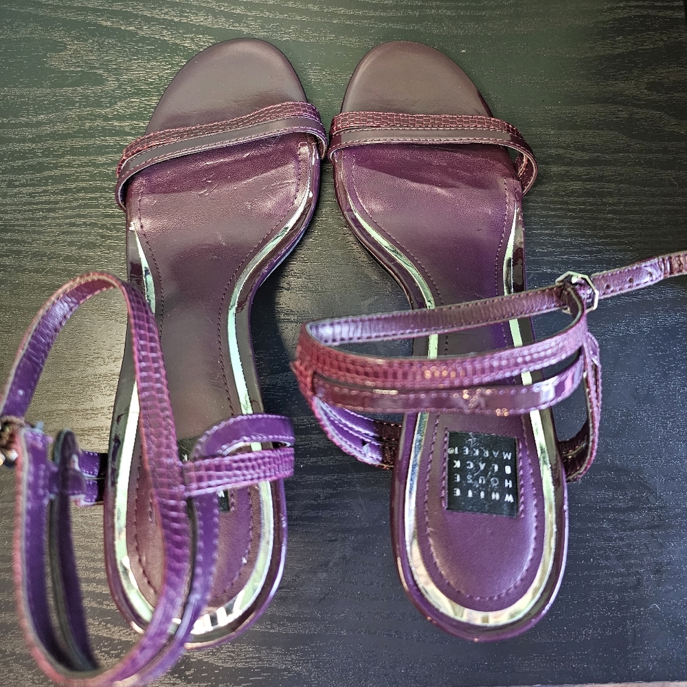 WHBM Plum Purple Sandal Texture Strappy Heels Women's Size 7.5 - Picture 14 of 14